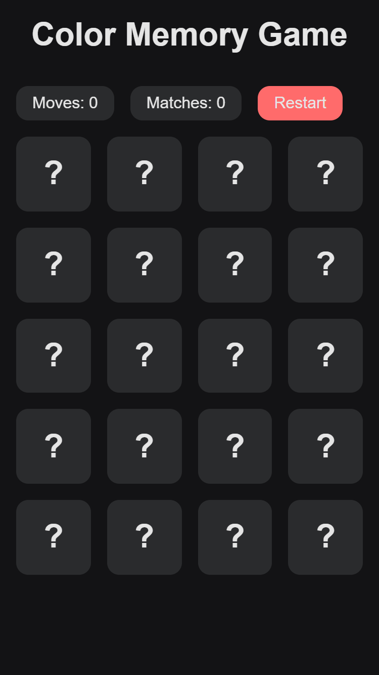 Screenshot of Color Memory Game