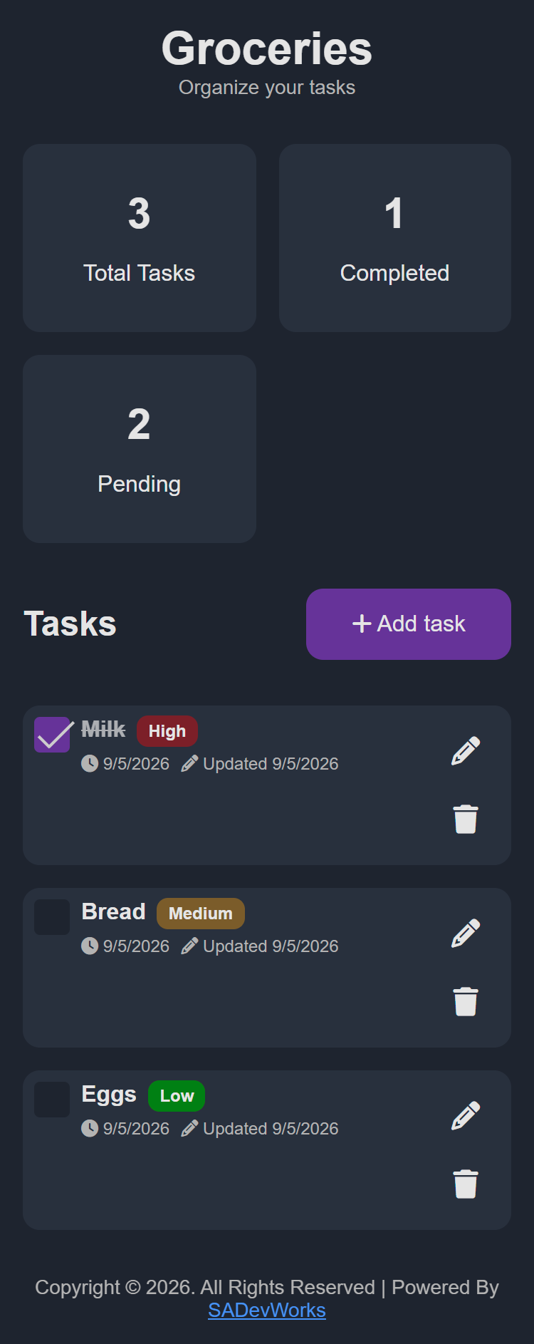 Screenshot of Todo Manager
