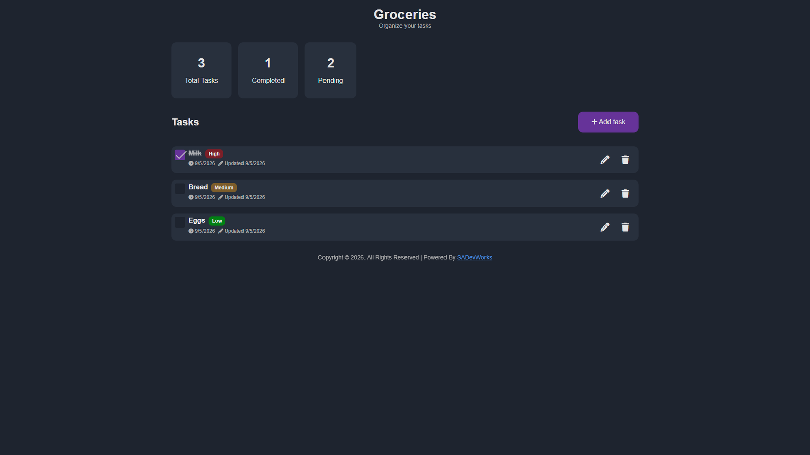 Screenshot of Todo Manager