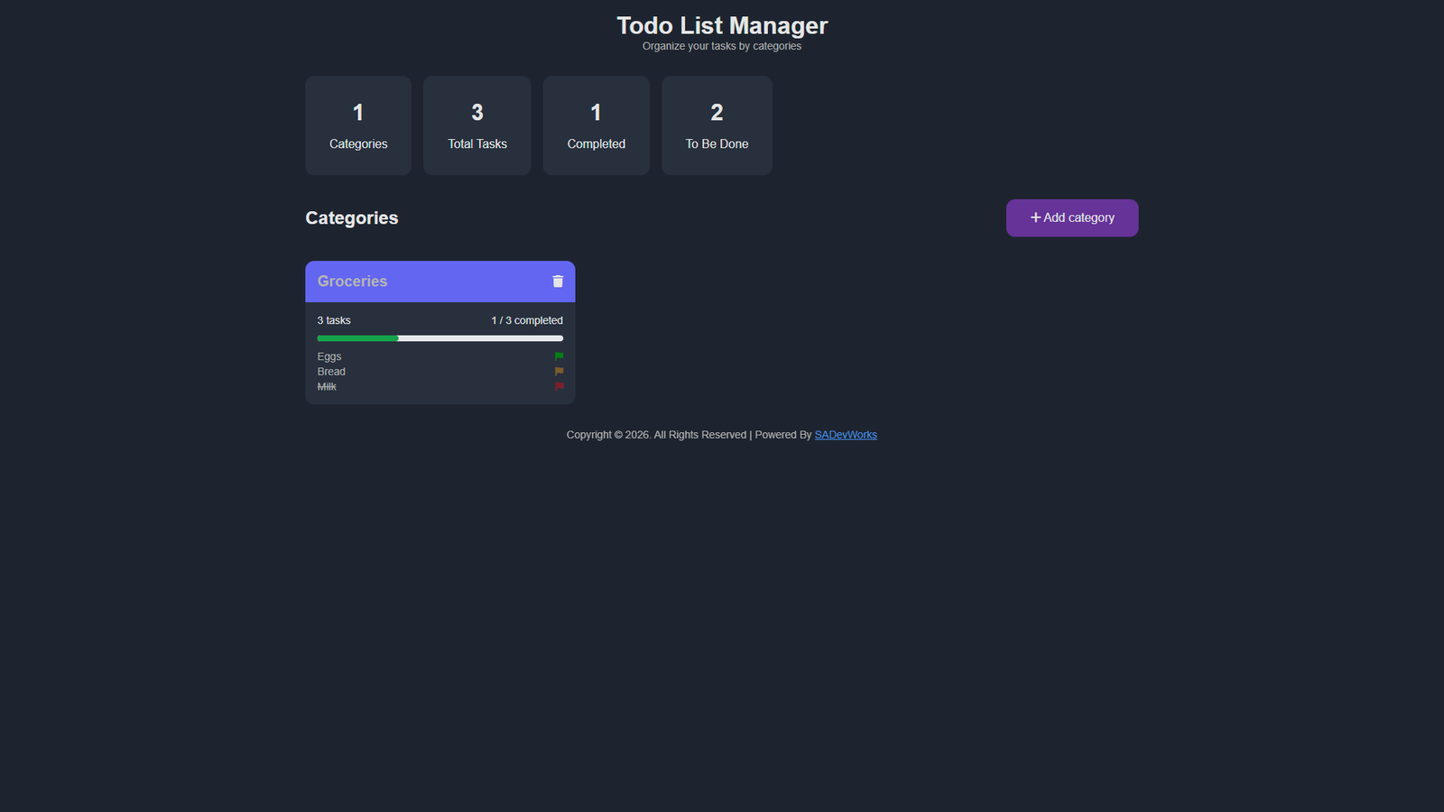Screenshot of Todo Manager